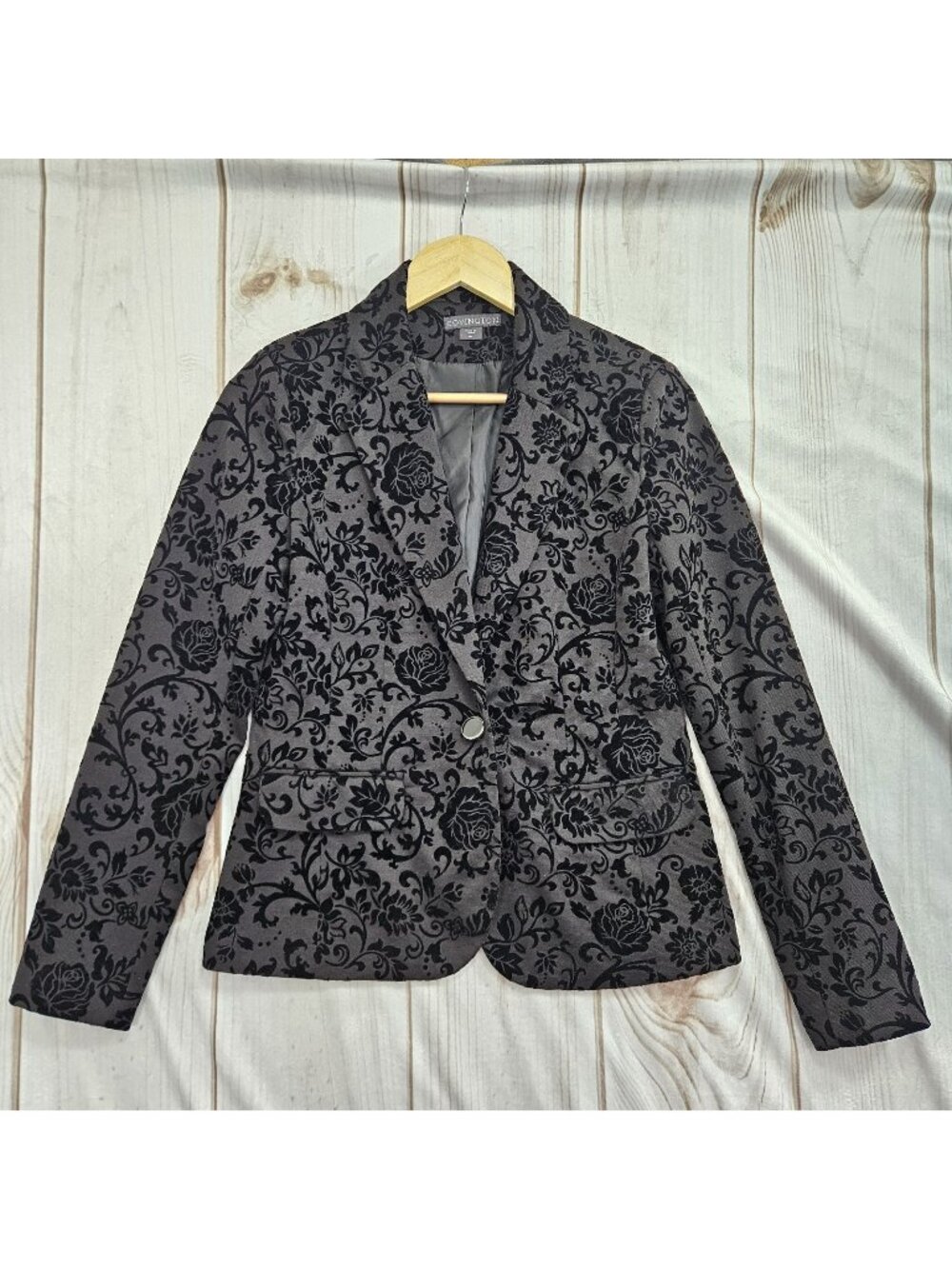 Black Velvet Rose Floral Jacket Blazer Size S Vamp Steampunk Whimsigoth Witch